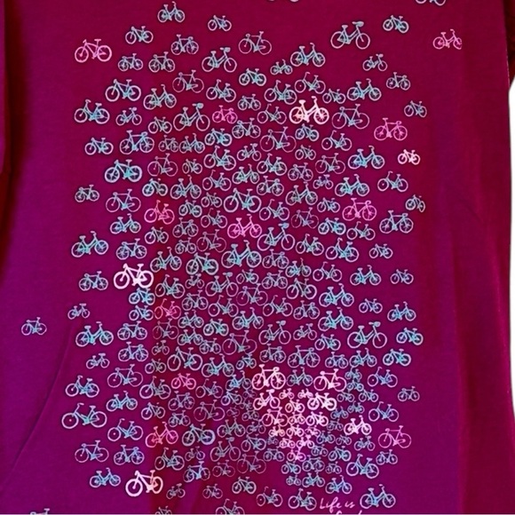 Life Is Good Smooth Tee Fitted Tiny Bikes with Heart Made in Peru Women's XS - Picture 2 of 4